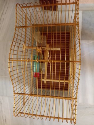 Jaula pájaros dorada 40x35 altura