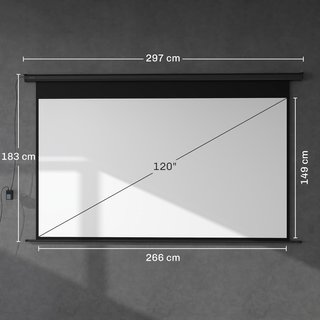 Pantalla de Proyector Motorizada de 120 Pulgadas 4K HD Formato 16:9, Pantalla de Proyector Motorizada Eléctrica con Control Remoto, Tela de Videoproyector para Casa, Cine, Oficina, Hogar, Exterior...