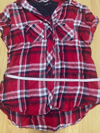 Camisa Inside cuadros roja talla M ajustada