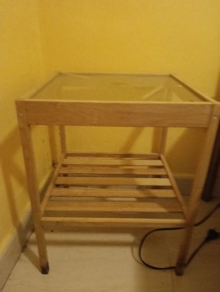 2 Mesitas de noche madera y cristal