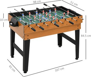 Mesa de Juego Multifuncional 4 en 1 con Billar, Ping Pong, Futbolín y Hockey de Mesa, Mesa Multijuego con Accesorios, en MDF y Acero, 107X61X84.5Cm