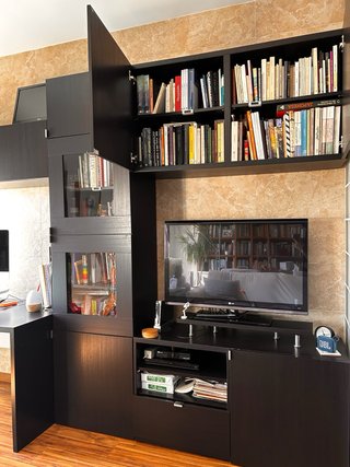 Mueble TV Salón IKEA Madera y Cristal