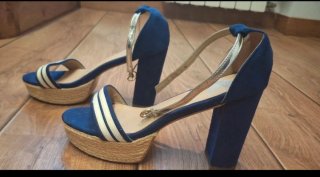Sandalias Georges Rech Azul Marino Plataforma