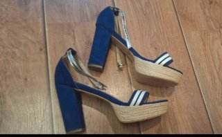 Sandalias Georges Rech Azul Marino Plataforma