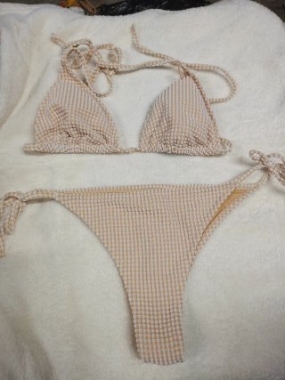 Bikini Roxy Talla S Beige y Blanco