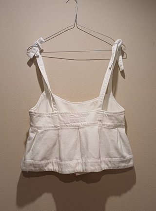 Top Zara donna bianco con spalle annodate