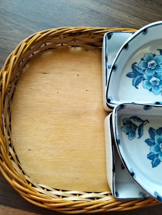 Juego Aperitivo Cerámica Arcola Flores Azules