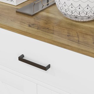 Credenza De Cocina Con 2 Cajones Y 2 Armarios, Mueble Buffet Estilo Rústico Con Estantes Regulables para Salón Y Comedor, Blanco