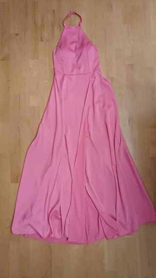 Vestido fiesta cuello halter rosa