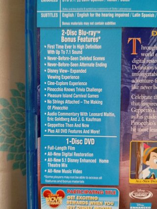 Disney Pinocho Blu-ray