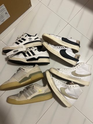 Lote Zapatillas Nike y Adidas Blancas/Beige