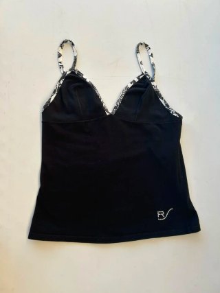 Top Rosso Porpora nero spalline sottili