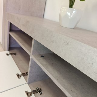 Mueble TV 2 Puertas 120cm Gris y Blanco