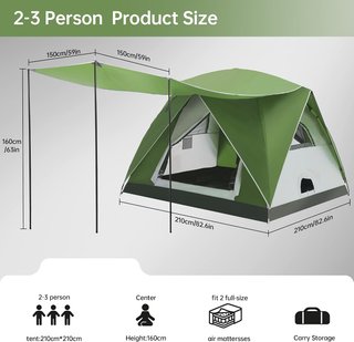 NUEVO - Tienda de campaña 2-3 personas verde