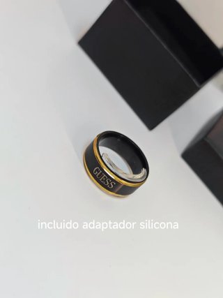 Anillo Guess Negro y Dorado