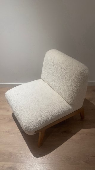 Sillón lana rizada crema