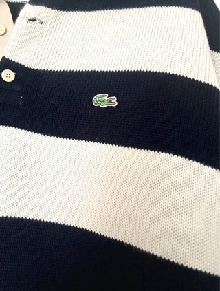 Jersey Lacoste Rayas Negras y Blancas