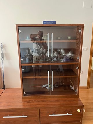 Vitrina de cristal 2 cuerpos madera chapada