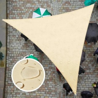 Toldo triangular 3x3x3 beige con cuerdas