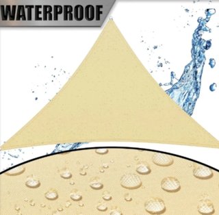 Toldo triangular 3x3x3 beige con cuerdas