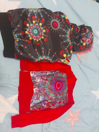 Lote Chaqueta Desigual multicolor y roja
