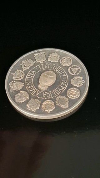 Moneda Plata Argentina 1000 Australes 1991