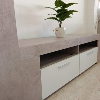 Mueble TV 2 Puertas 120cm Gris/Blanco