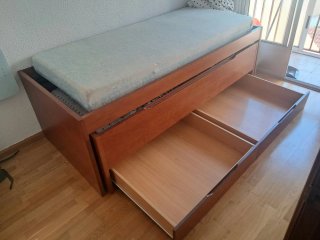 Cama doble madera con cajones