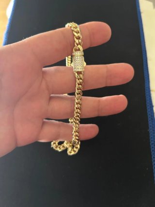 Cadena Cubana Bañada en Oro 14k - 40cm