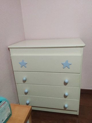 Cambiador bebé beige con estrellas azules