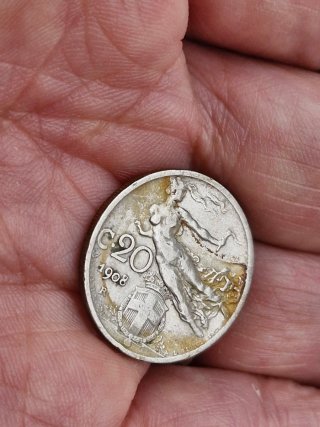 Moneta 20 centesimi Librata 1908 Rara