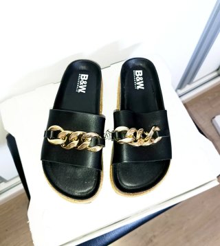 Sandalias B&W Breakwalk Plataforma Cadena Dorada