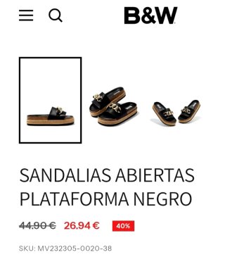 Sandalias B&W Breakwalk Plataforma Cadena Dorada