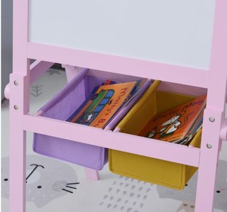 Caballete Infantil Rosa con Rollo Papel y Cestas