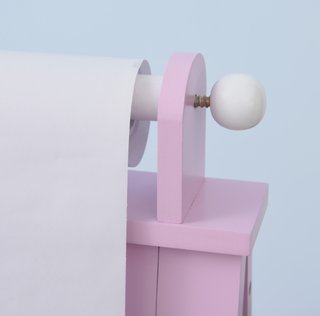 Caballete Infantil Rosa con Rollo Papel y Cestas