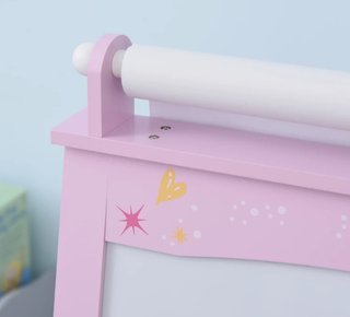 Caballete Infantil Rosa con Rollo Papel y Cestas