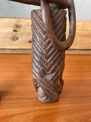 Scultura Africana Vintage Catena Matrimonio Legno