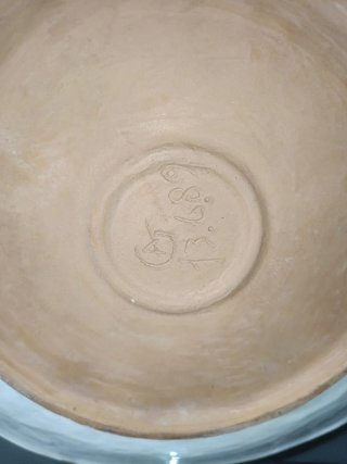 Piatto ceramica smaltata decoro foglia