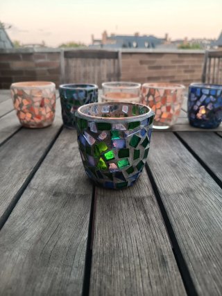 Portavelas Mosaico Vidrio hechos a mano