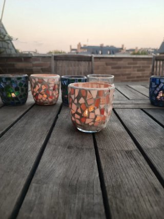 Portavelas Mosaico Vidrio hechos a mano