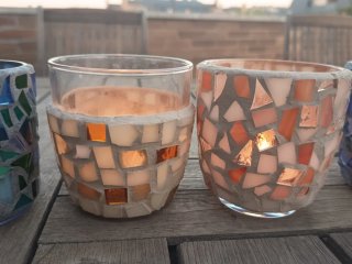 Portavelas Mosaico Vidrio hechos a mano