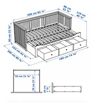 Cama Diván IKEA Hemnes Blanca CON COLCHONES