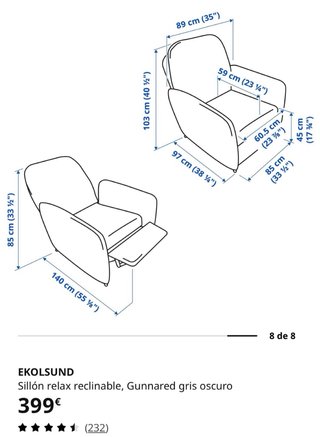 2 sillones reclinables ikea. Uno rosa y otro gris