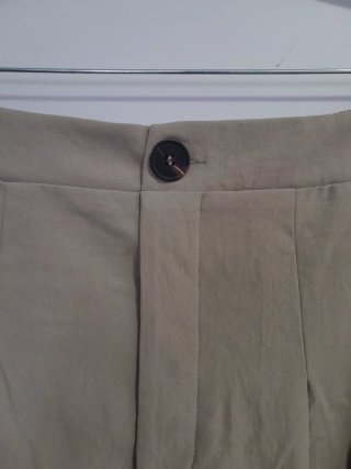 Falda larga plisada beige de tiro alto Talla 46