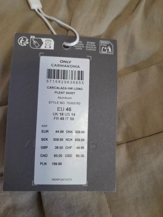 Falda larga plisada beige de tiro alto Talla 46