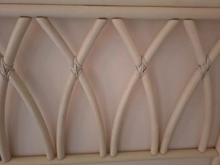 Cabecero de madera y mimbre cama 105 cm