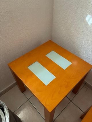 Juego de 2 mesas de madera y cristal