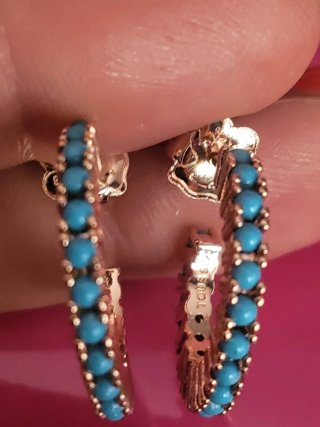 Pendientes Tous Plata S925 Turquesa Dorados