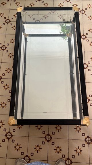 Mesa de centro vintage cristal y metal
