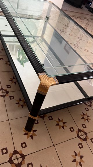 Mesa de centro vintage cristal y metal